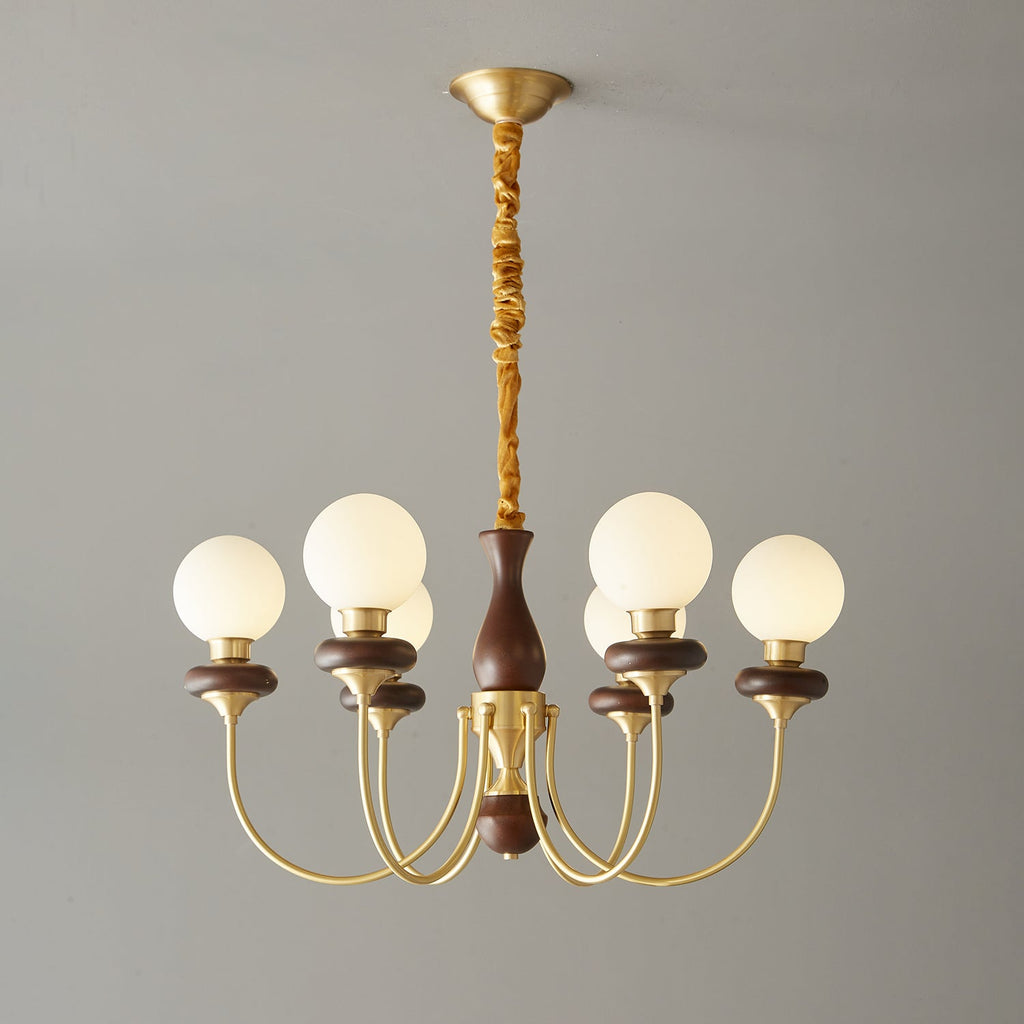 Cotheor Vintage Traditional Arc Wood Glass Chandelier