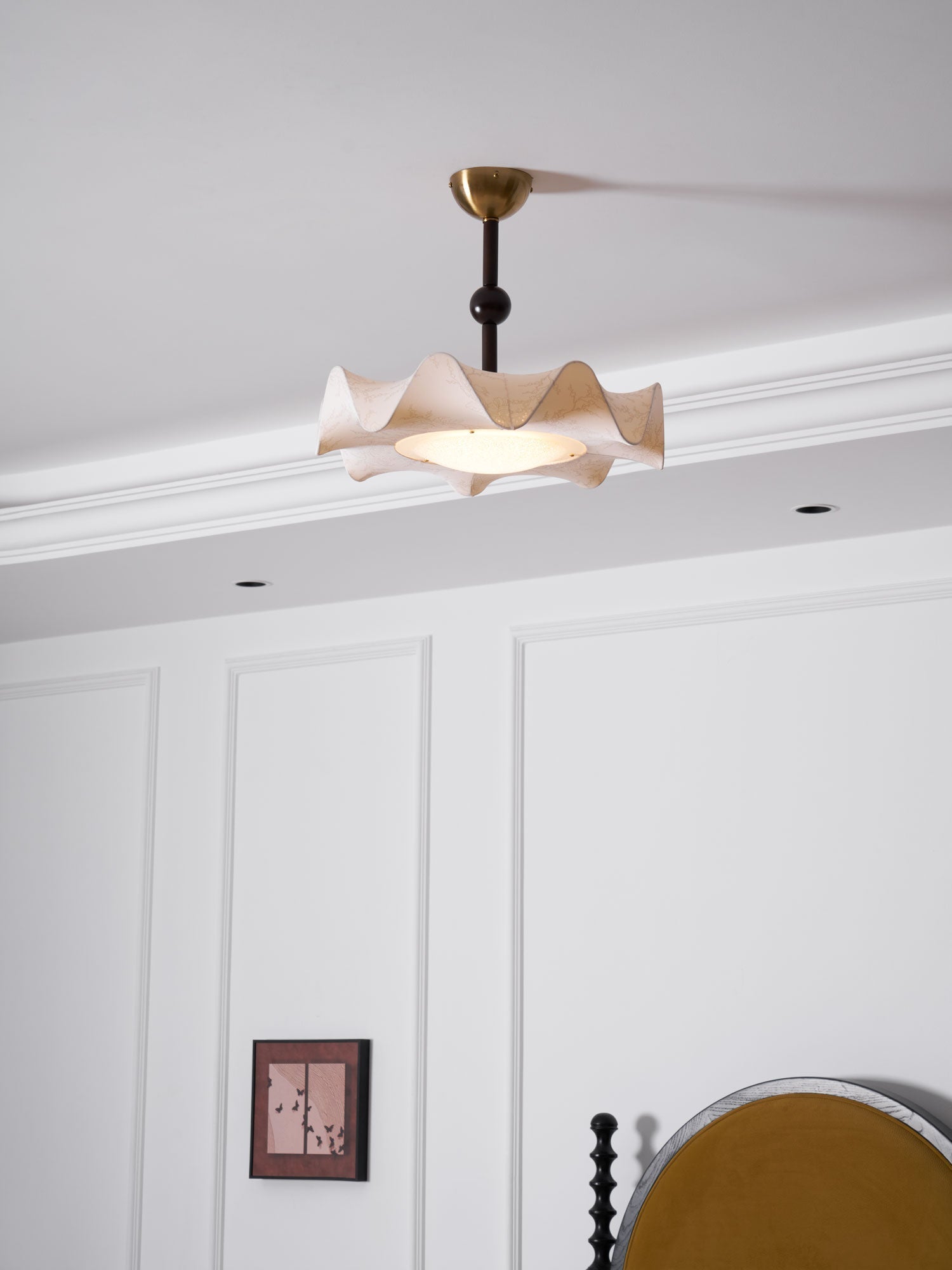 Avlorus Traditional Premium Elegance Wood Fabric Ceiling Light
