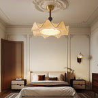 Ritta Ceiling Light Floral-patterned etched fabric Wood