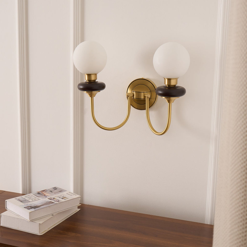 Perry Wall Lamp Premium Nordic Art Walnut Glass
