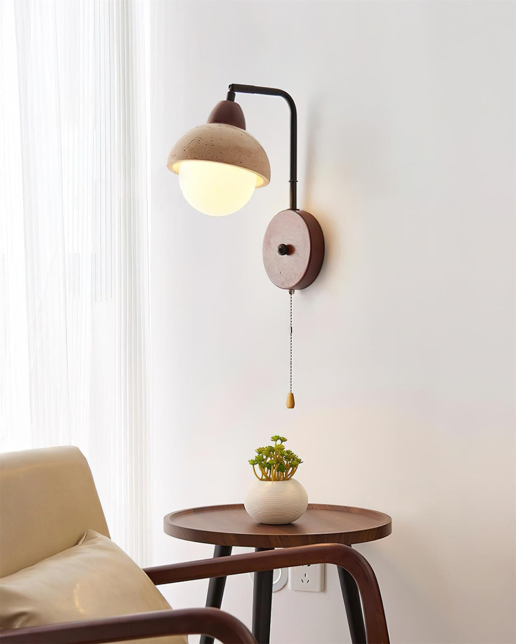 Ritta Dome Travertine Wall Lamp