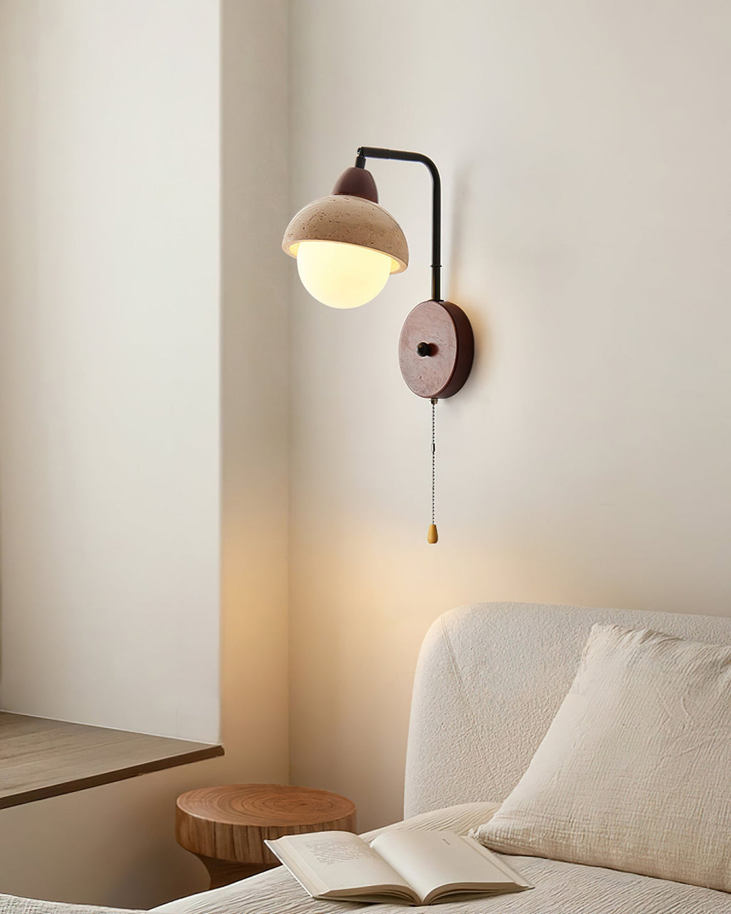 Ritta Dome Travertine Wall Lamp