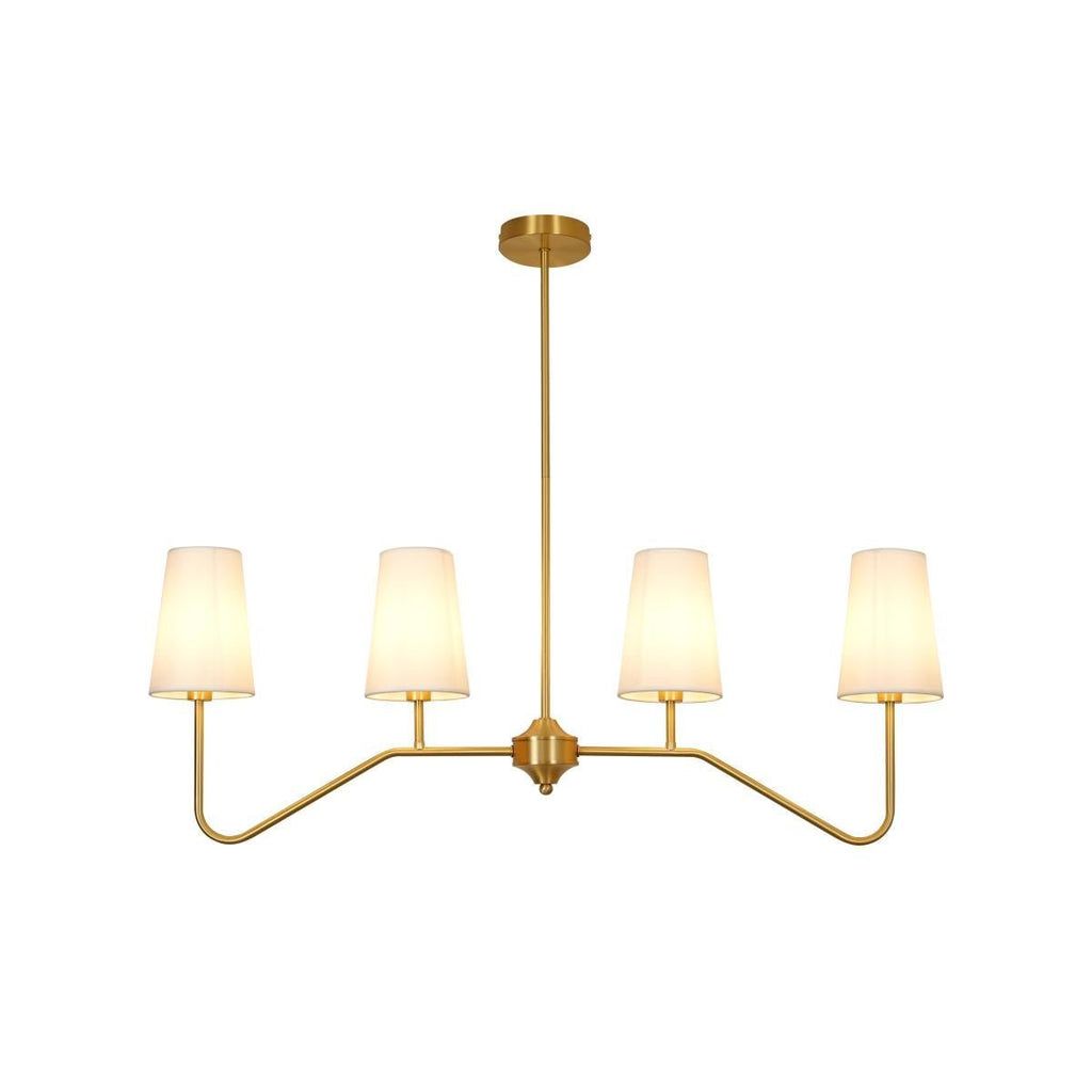 Lustra Chandelier Brass Curved Beige Linear