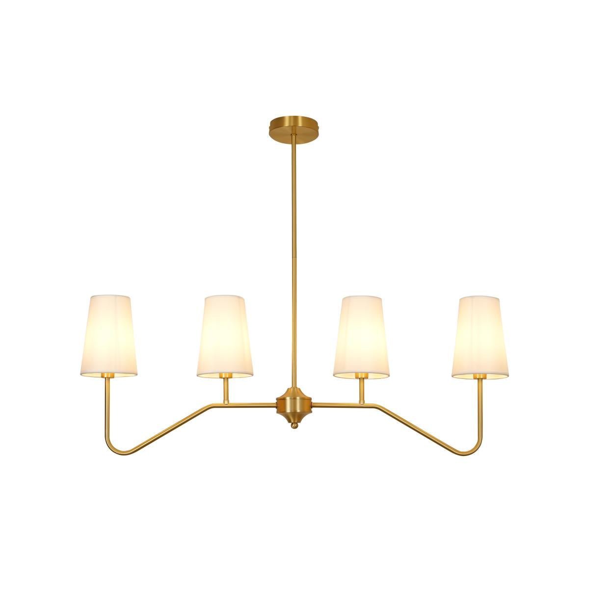 Lustra Chandelier Brass Curved Beige Linear