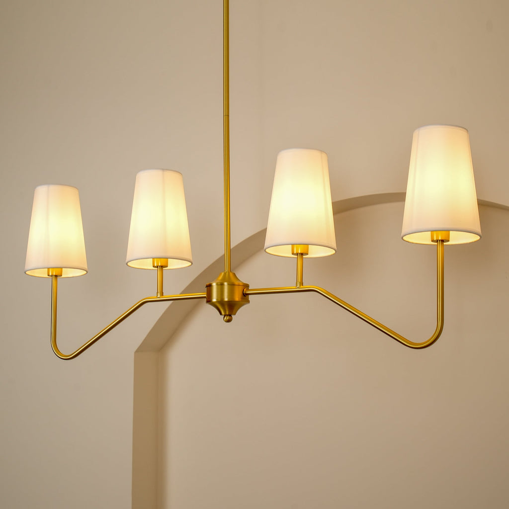 Lustra Chandelier Brass Curved Beige Linear