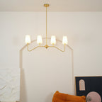 Lustra Chandelier Brass Curved Beige Linear