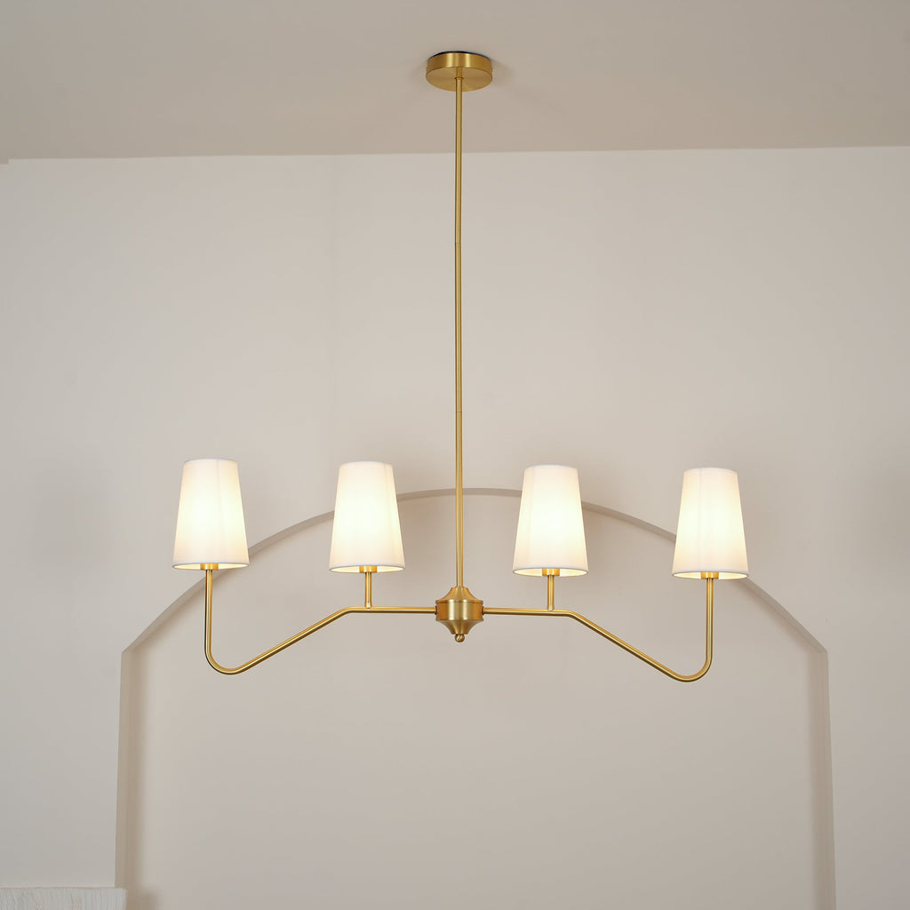Lustra Chandelier Brass Curved Beige Linear