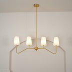 Lustra Chandelier Brass Curved Beige Linear
