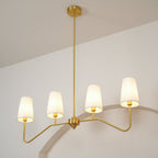 Lustra Chandelier Brass Curved Beige Linear