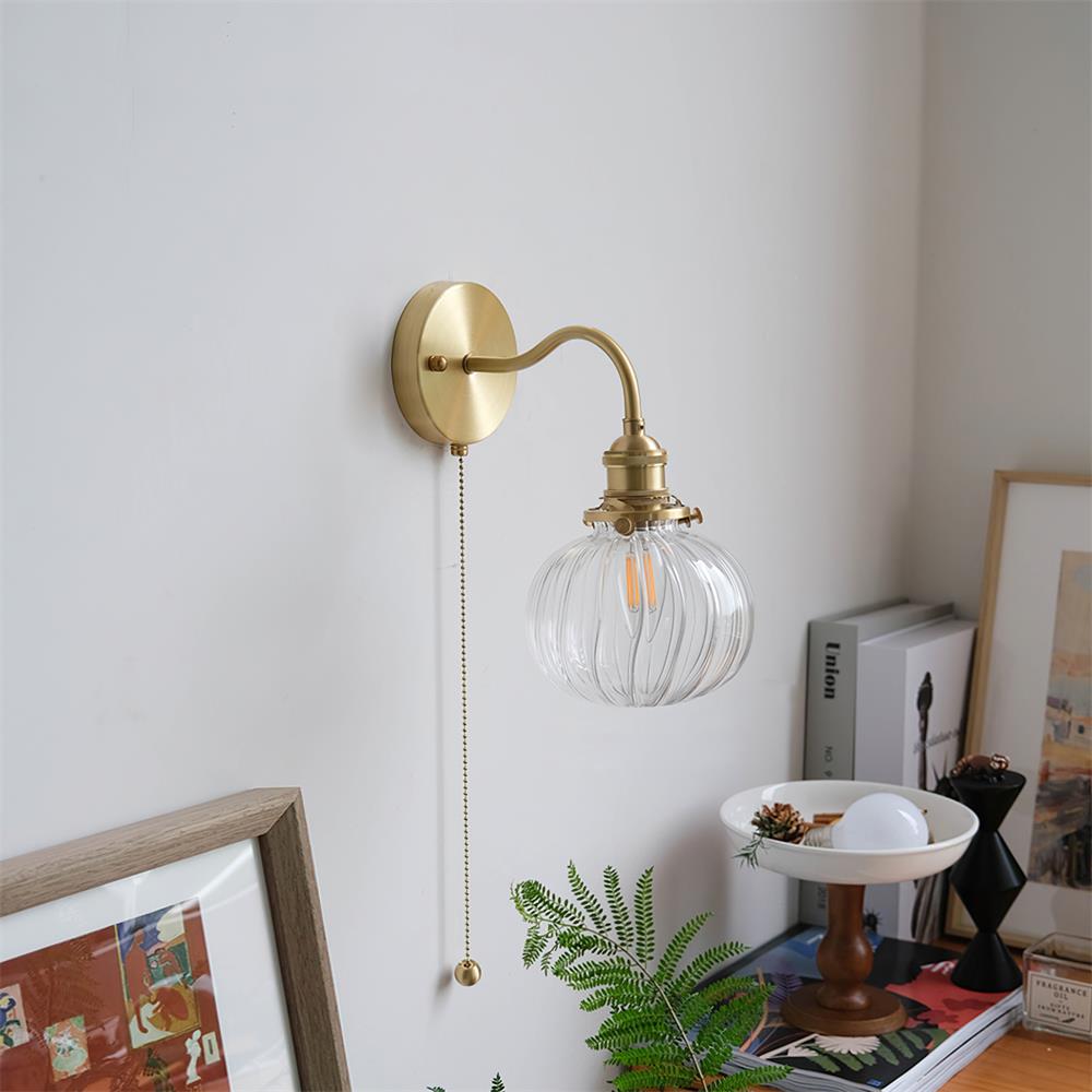 Berliner Wall Lamp Brass Arm Glass Vintage