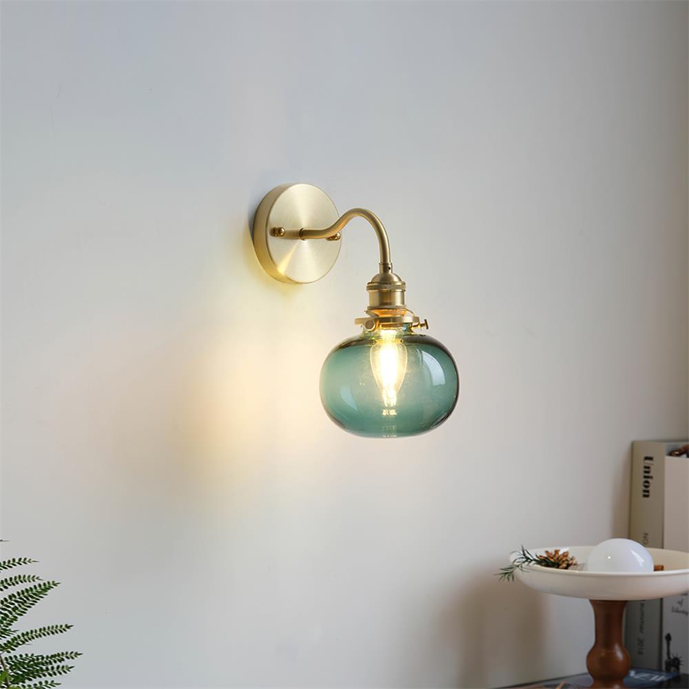 Berliner Wall Lamp Brass Arm Glass Vintage