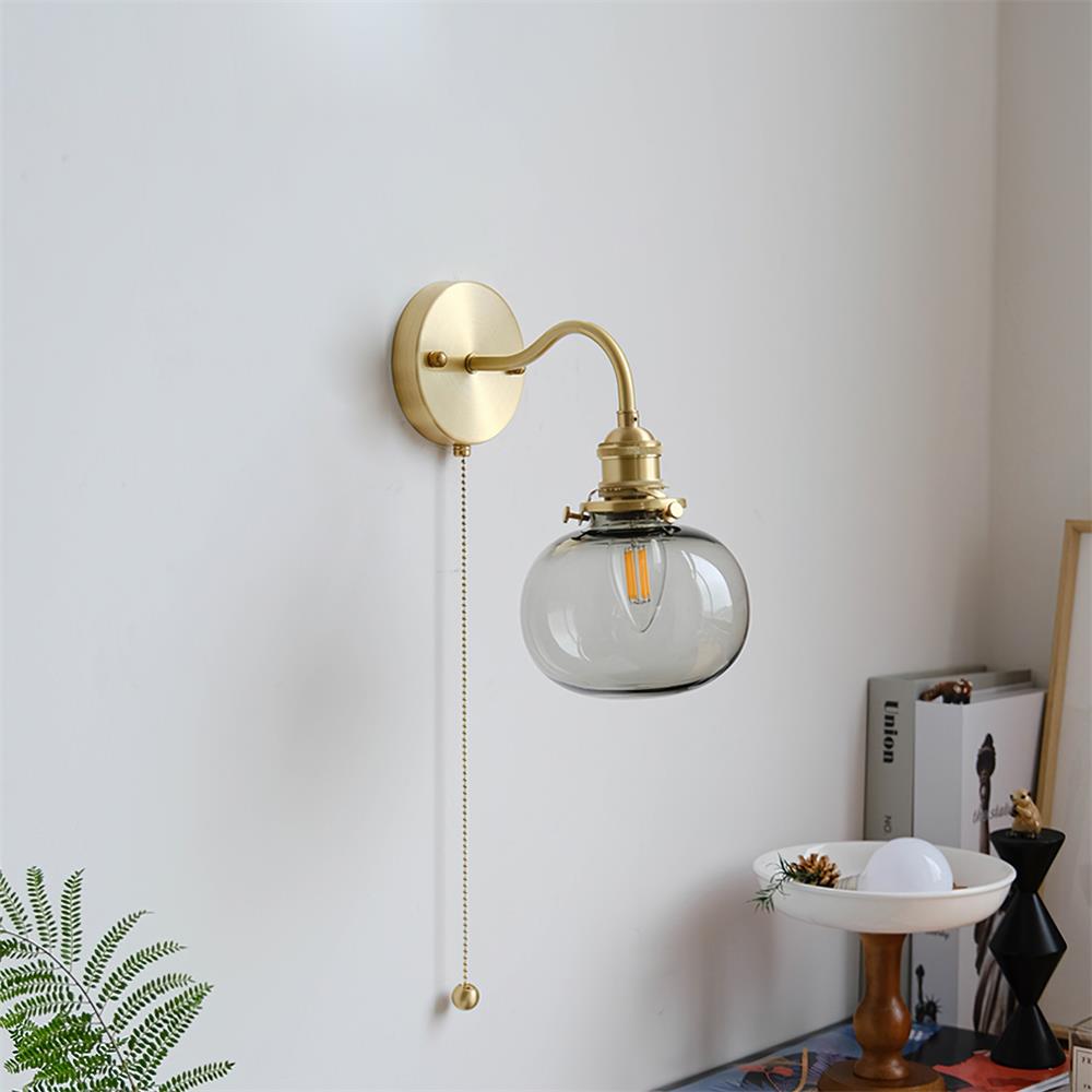 Berliner Wall Lamp Brass Arm Glass Vintage