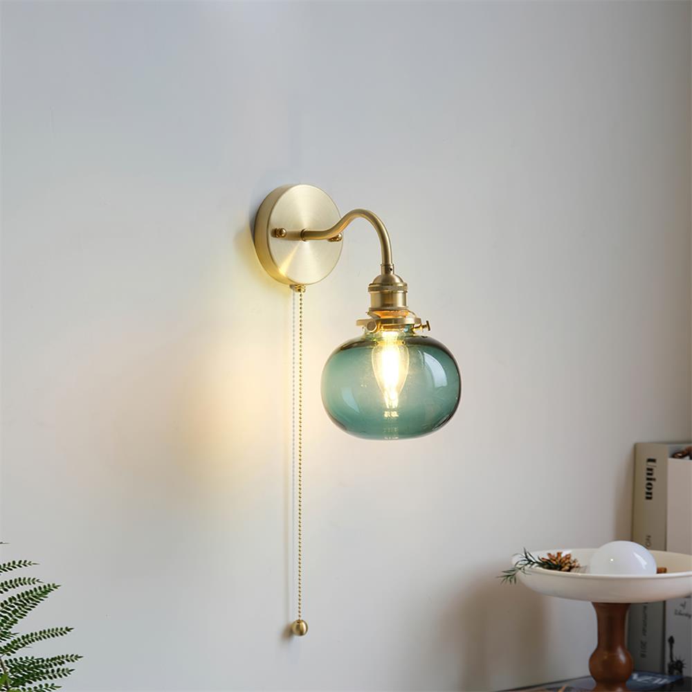 Berliner Wall Lamp Brass Arm Glass Vintage