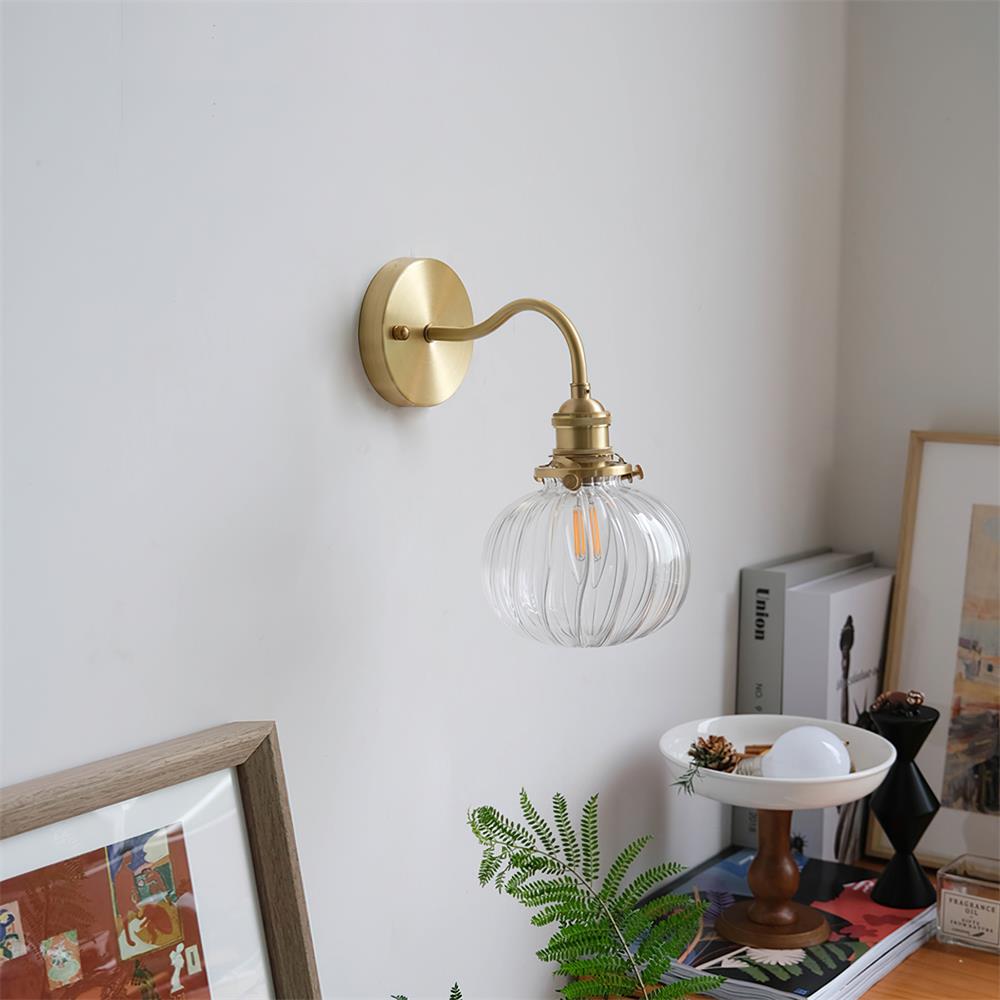 Berliner Wall Lamp Brass Arm Glass Vintage