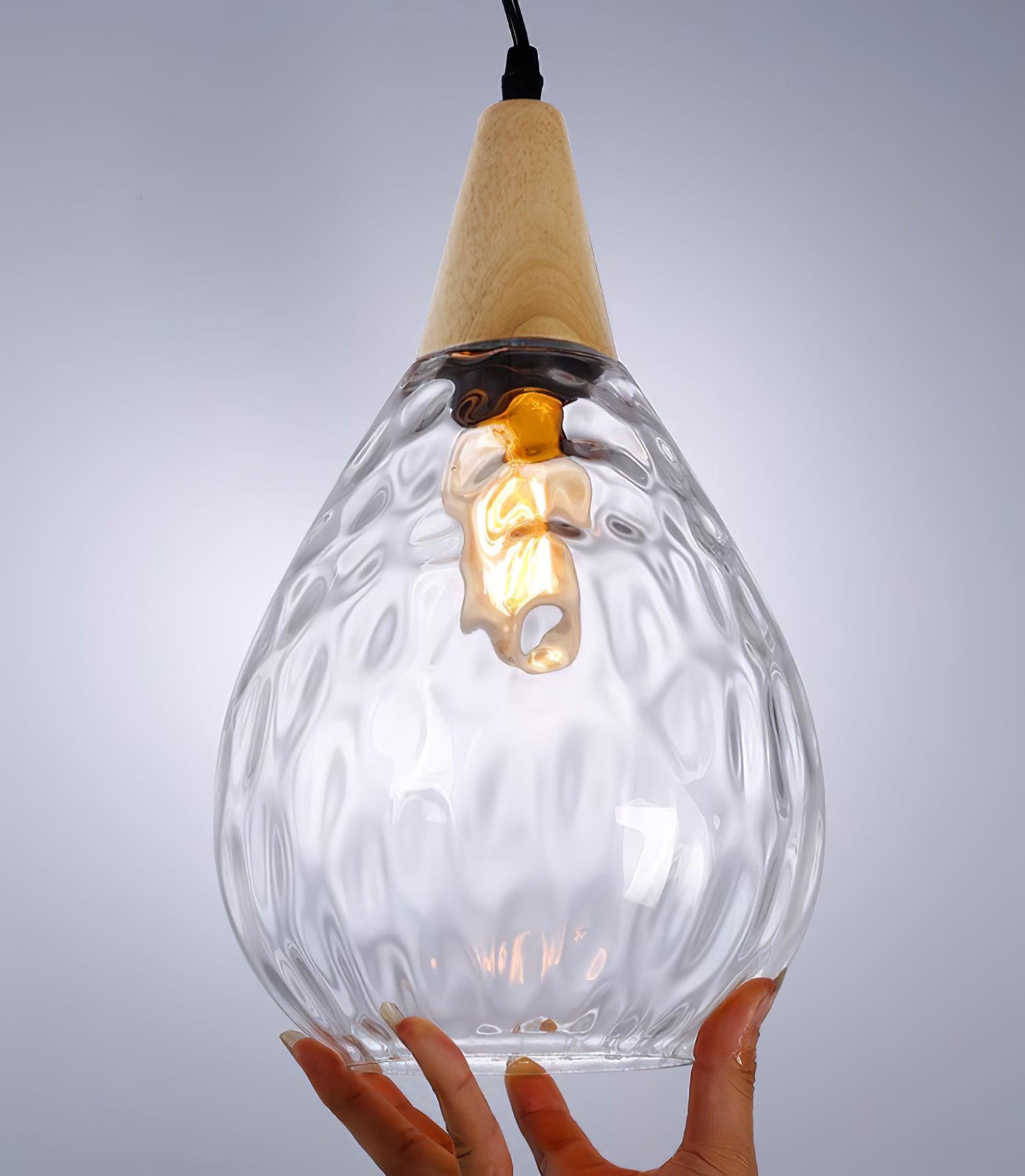 Solara Pendant Lamp Clear Glass Wood Nordic Modern