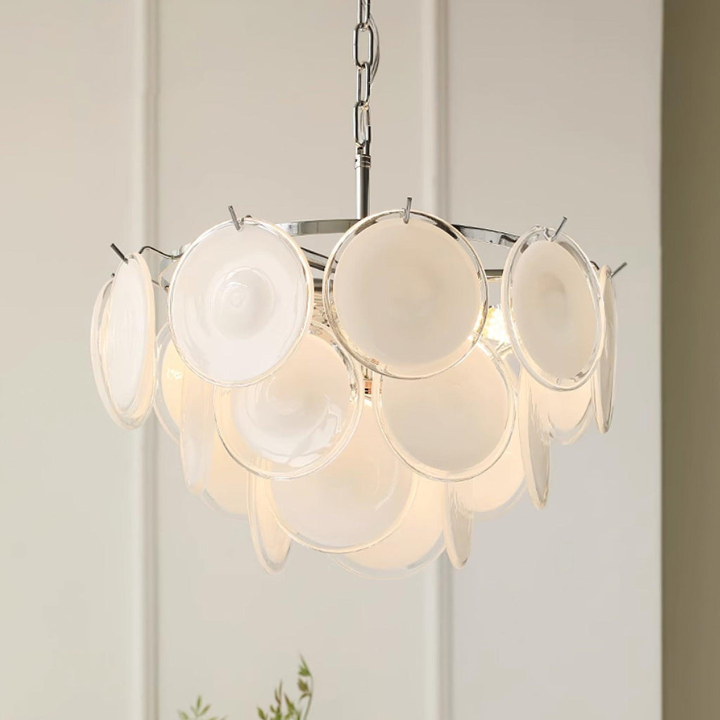 Esona Cascading Frosted Glass Discs Chandelier