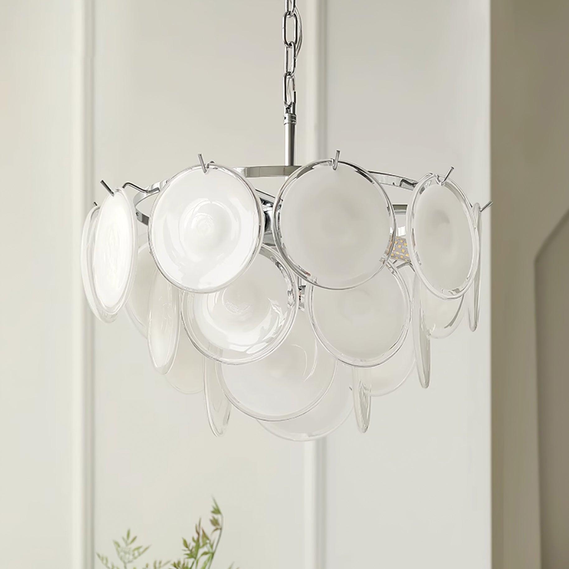 Esona Cascading Frosted Glass Discs Chandelier