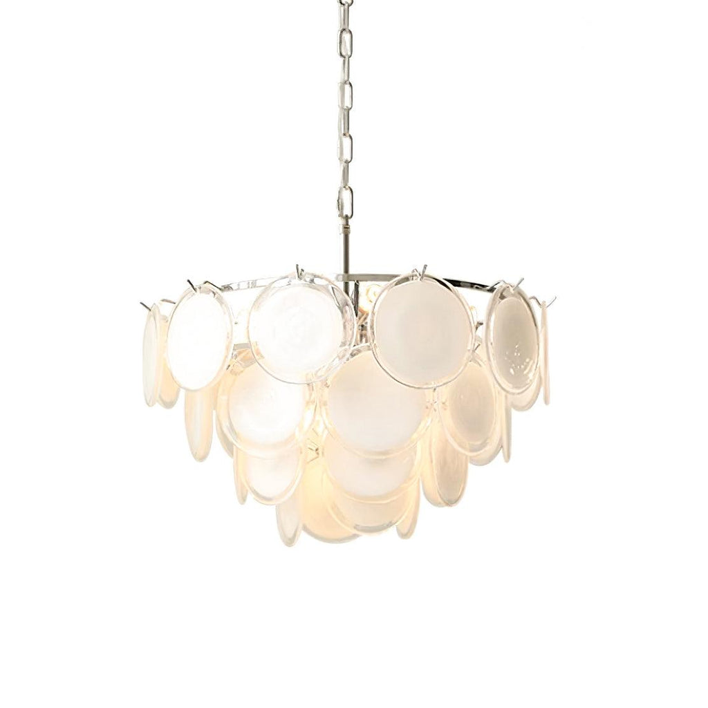 Esona Cascading Frosted Glass Discs Chandelier