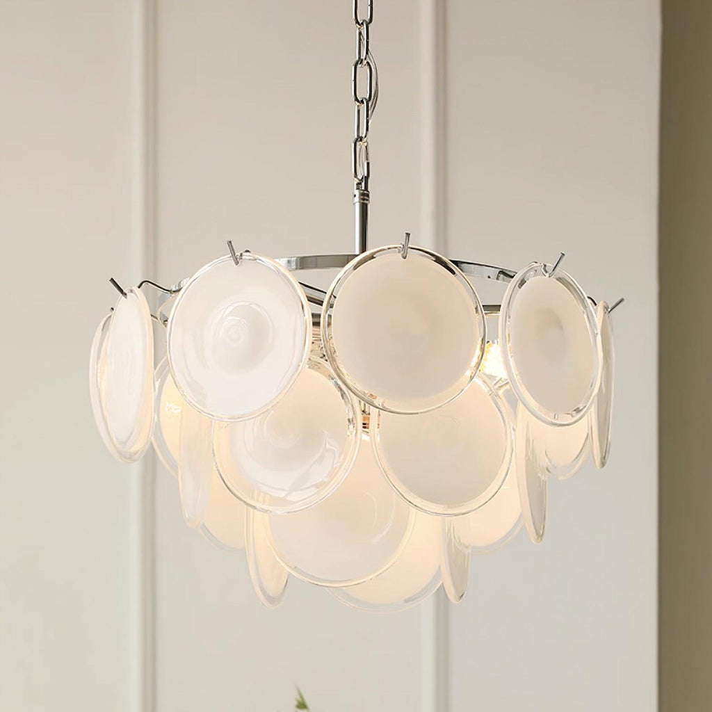 Esona Cascading Frosted Glass Discs Chandelier
