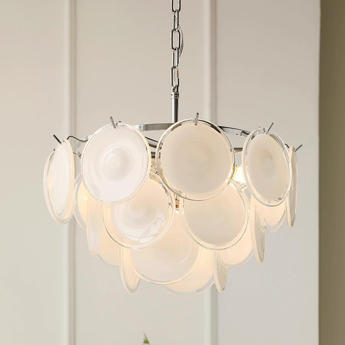 Esona Cascading Frosted Glass Discs Chandelier