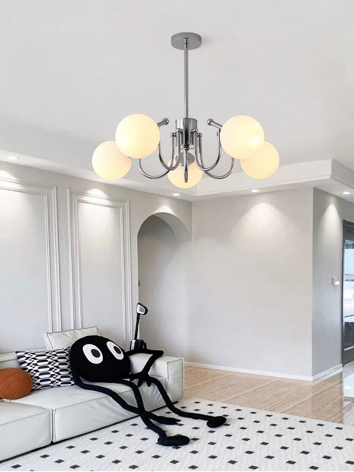 Aurora Chandelier Globe Chrome Modern