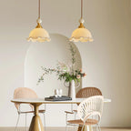Pendant Lamp Wavy Edge Glass Shade Soft Glow Vintage Romantic