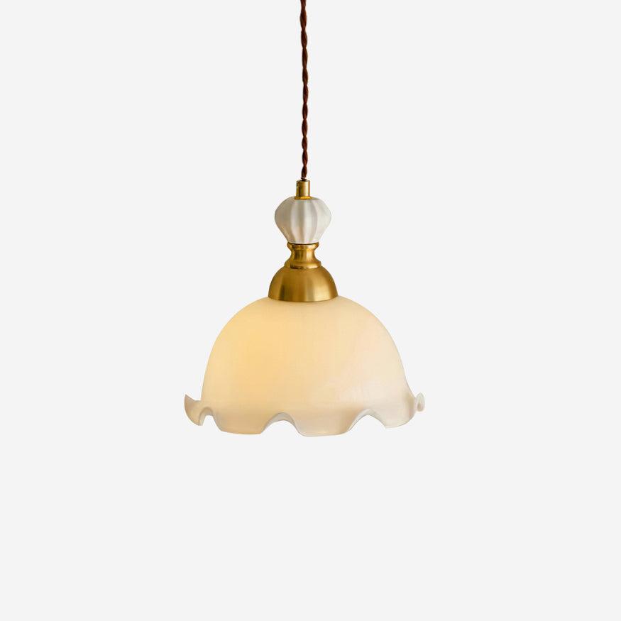 Pendant Lamp Wavy Edge Glass Shade Soft Glow Vintage Romantic