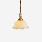Pendant Lamp Wavy Edge Glass Shade Soft Glow Vintage Romantic