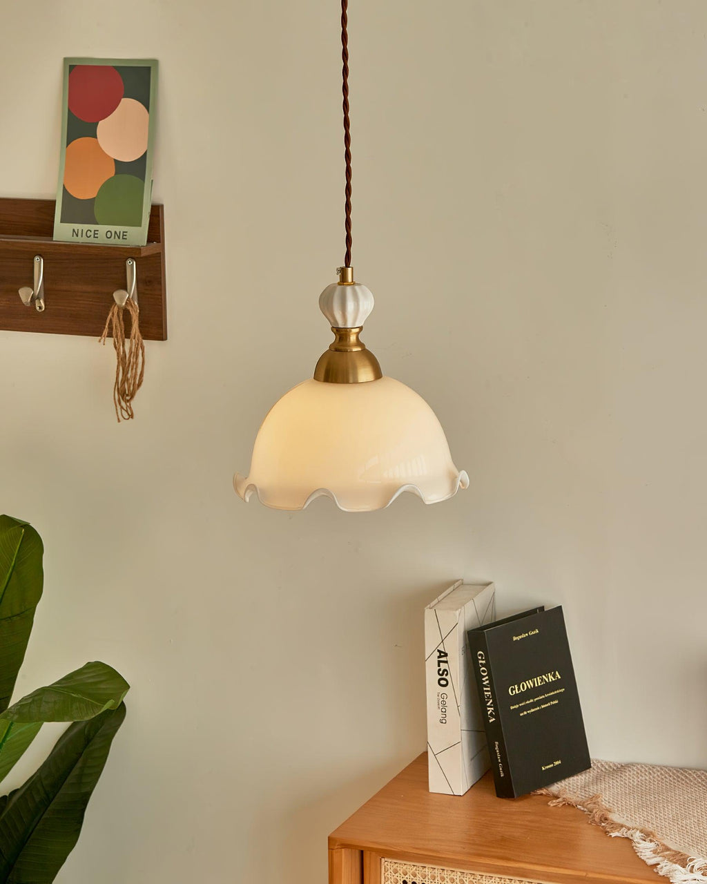 Pendant Lamp Wavy Edge Glass Shade Soft Glow Vintage Romantic