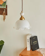 Pendant Lamp Wavy Edge Glass Shade Soft Glow Vintage Romantic