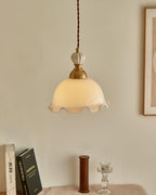 Pendant Lamp Wavy Edge Glass Shade Soft Glow Vintage Romantic