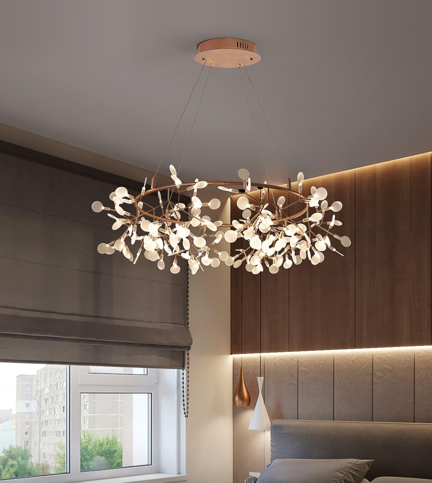 Olivia Unique Round Sputnik Art Deco Firefly Chandelier Living Room/ Bedroom