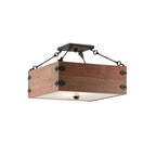 Vintage Industrial  Wooden  Semi-Flush Ceiling Lamp