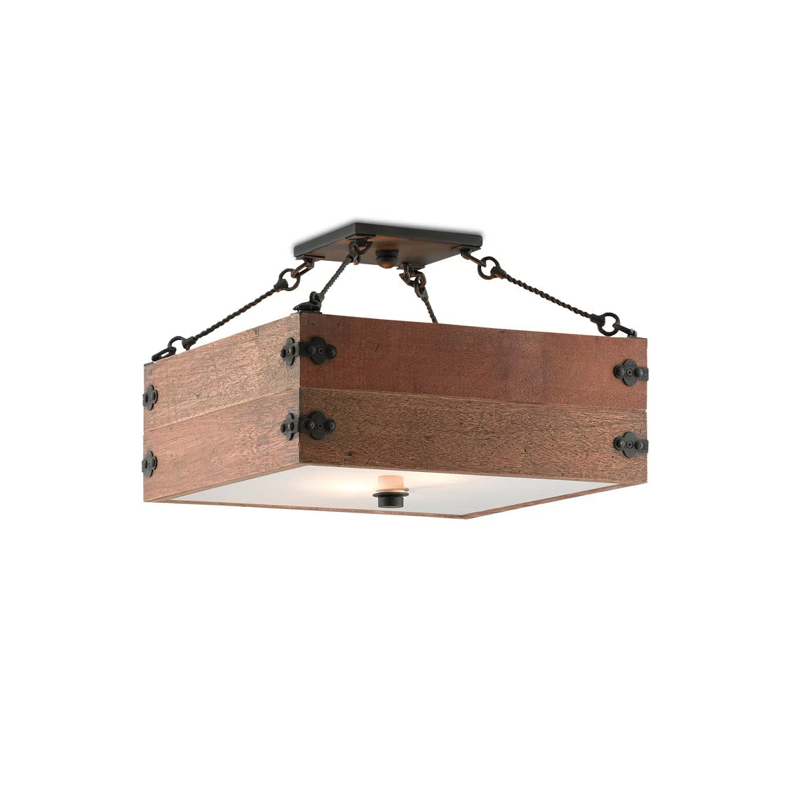 Vintage Industrial  Wooden  Semi-Flush Ceiling Lamp