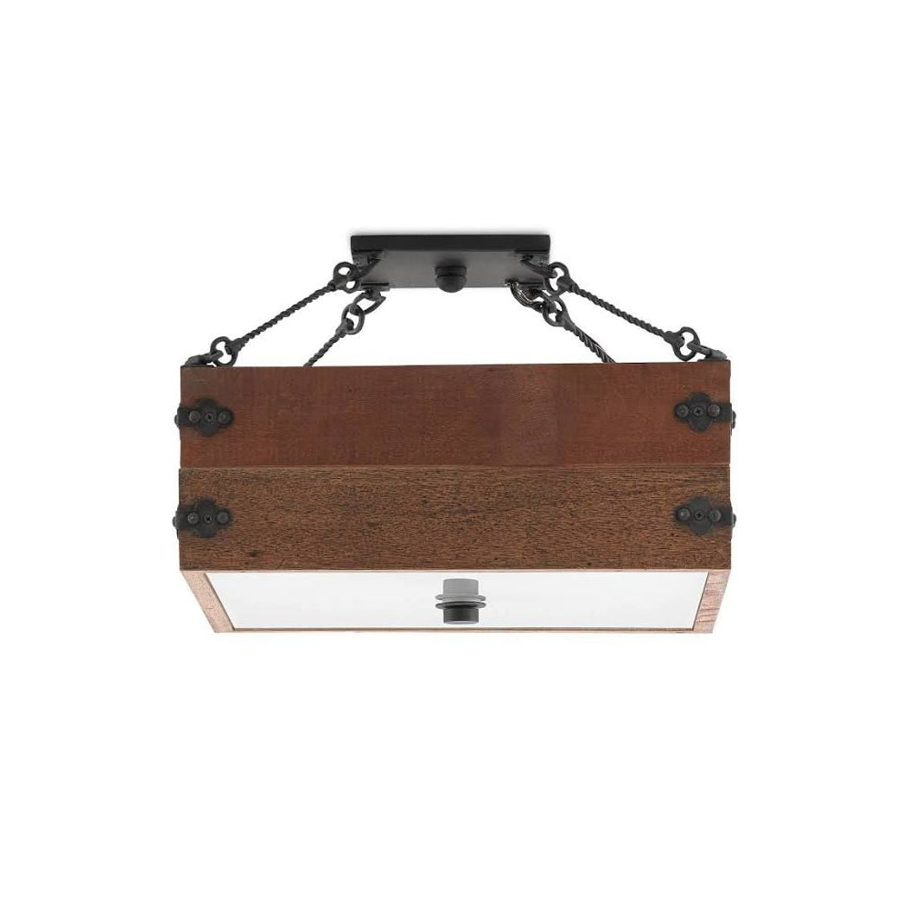 Vintage Industrial  Wooden  Semi-Flush Ceiling Lamp