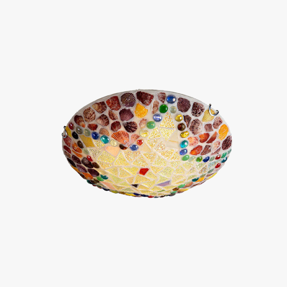 Tiffany Rustic Flush Mount Ceiling Light Colorful Glass Living Room