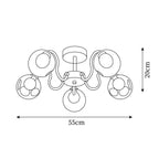 Orb Ceiling Lamp Bloom Glass Globe Arms Modern Living Room