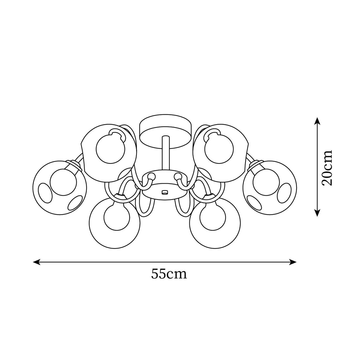 Orb Ceiling Lamp Bloom Glass Globe Arms Modern Living Room