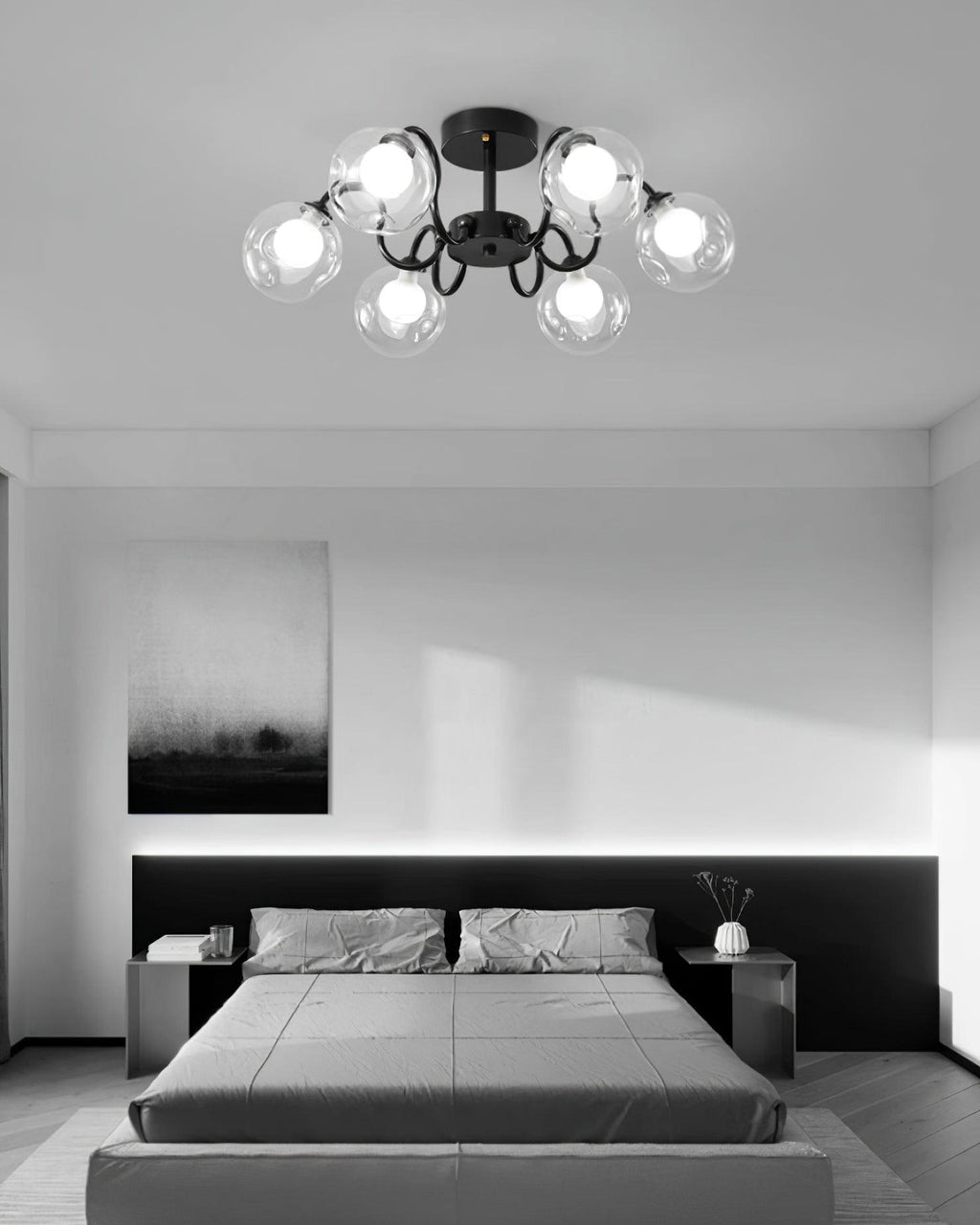 Orb Ceiling Lamp Bloom Glass Globe Arms Modern Living Room