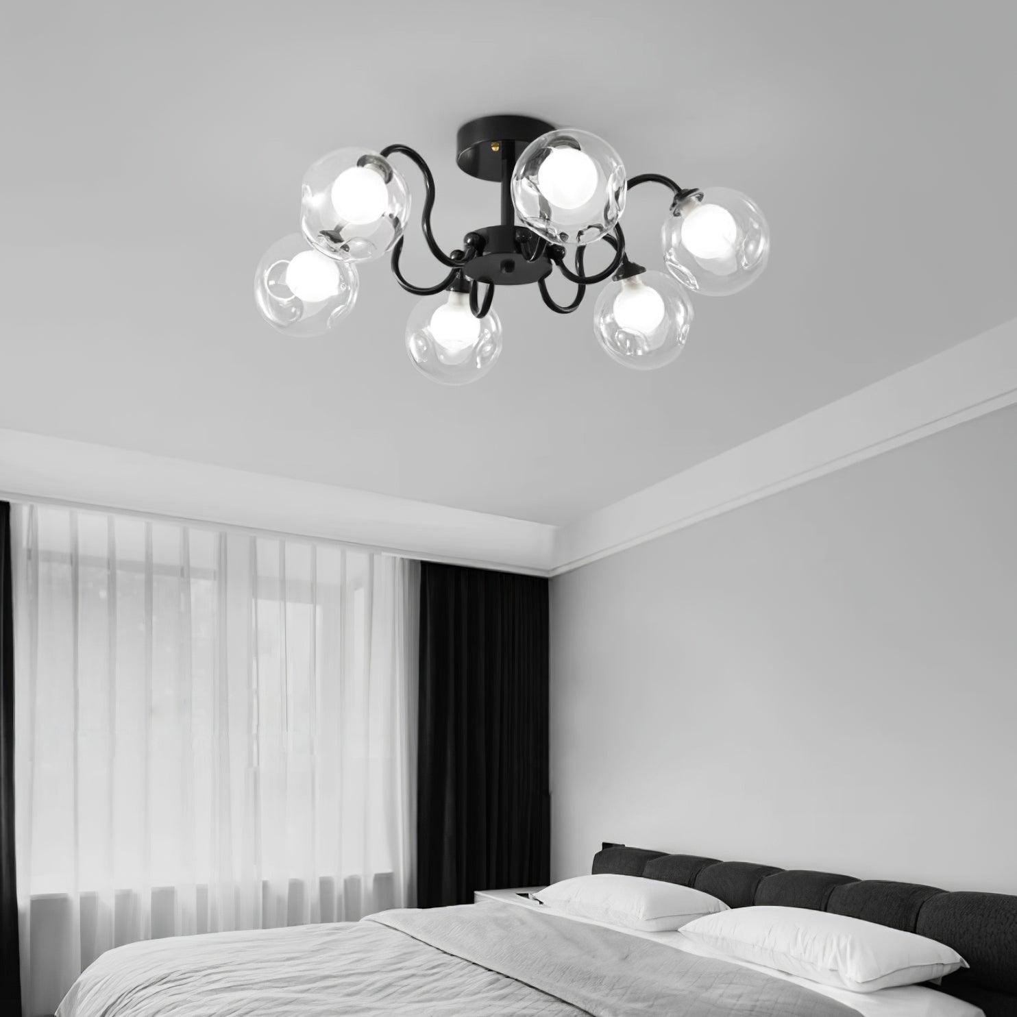 Orb Ceiling Lamp Bloom Glass Globe Arms Modern Living Room