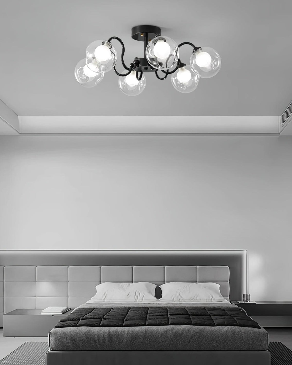 Orb Ceiling Lamp Bloom Glass Globe Arms Modern Living Room