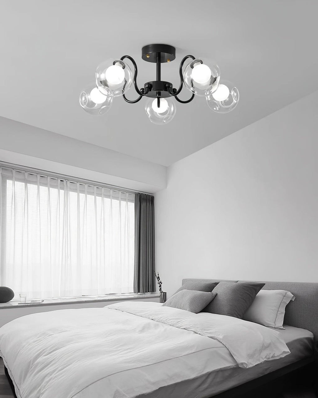 Orb Ceiling Lamp Bloom Glass Globe Arms Modern Living Room