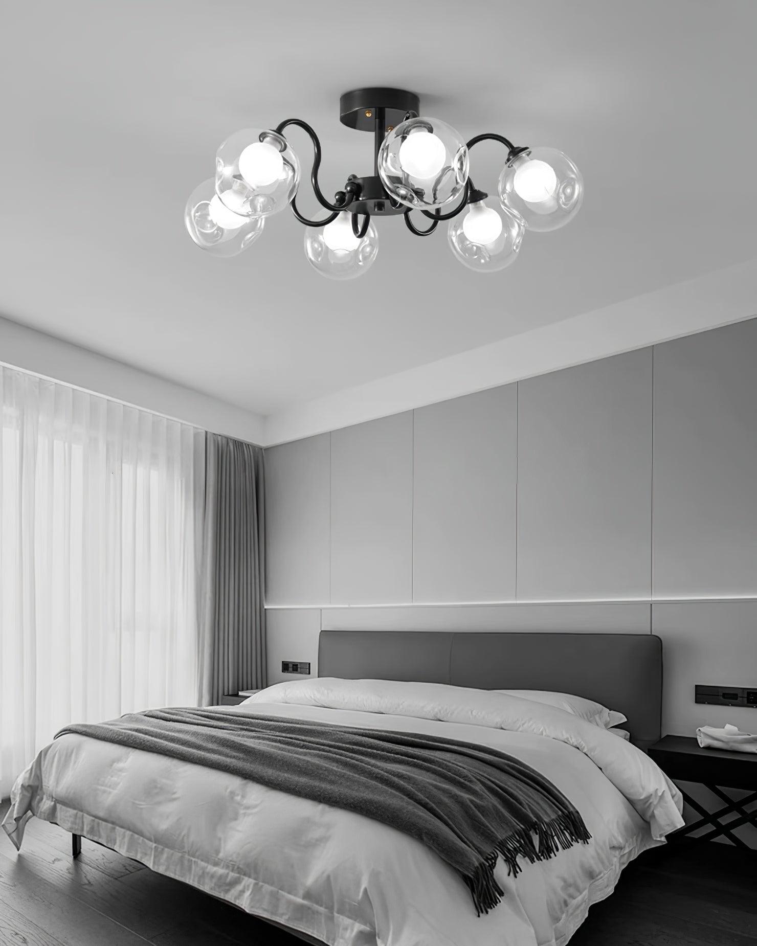 Orb Ceiling Lamp Bloom Glass Globe Arms Modern Living Room