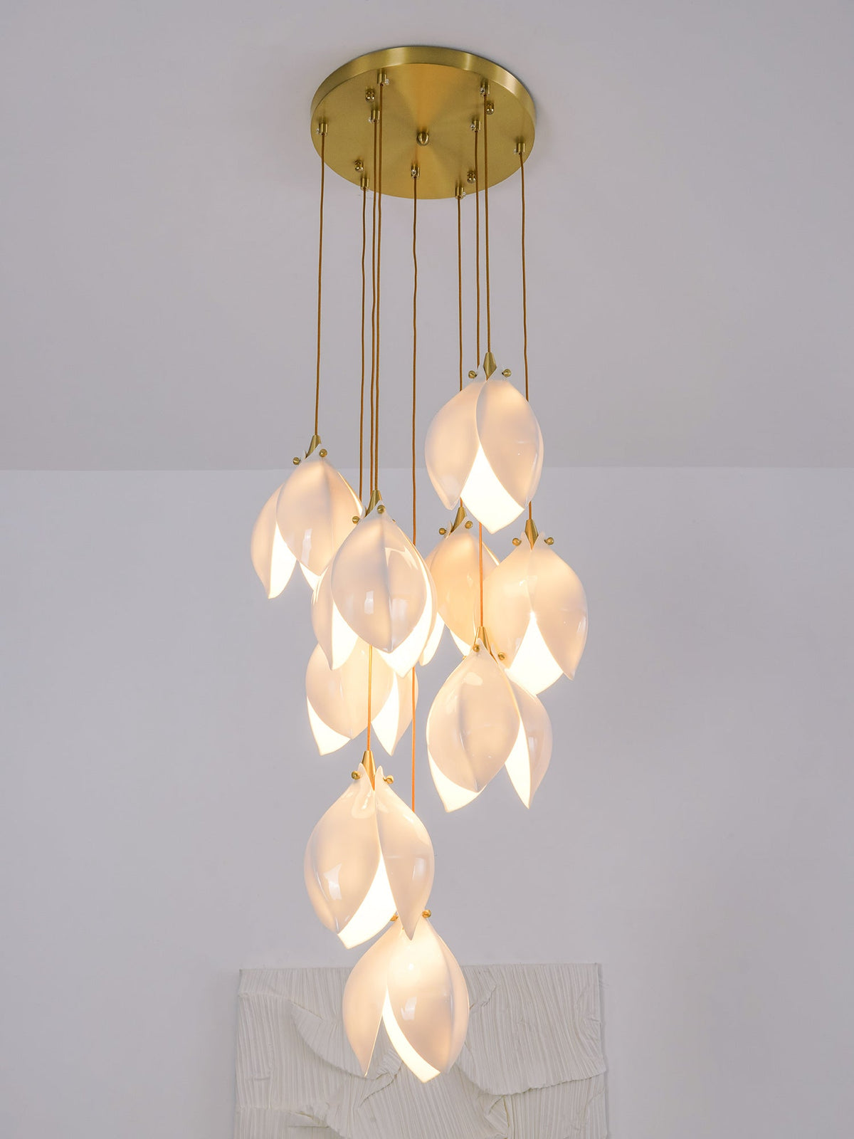 Lustra Pendant Lamp White Floral Ceramic