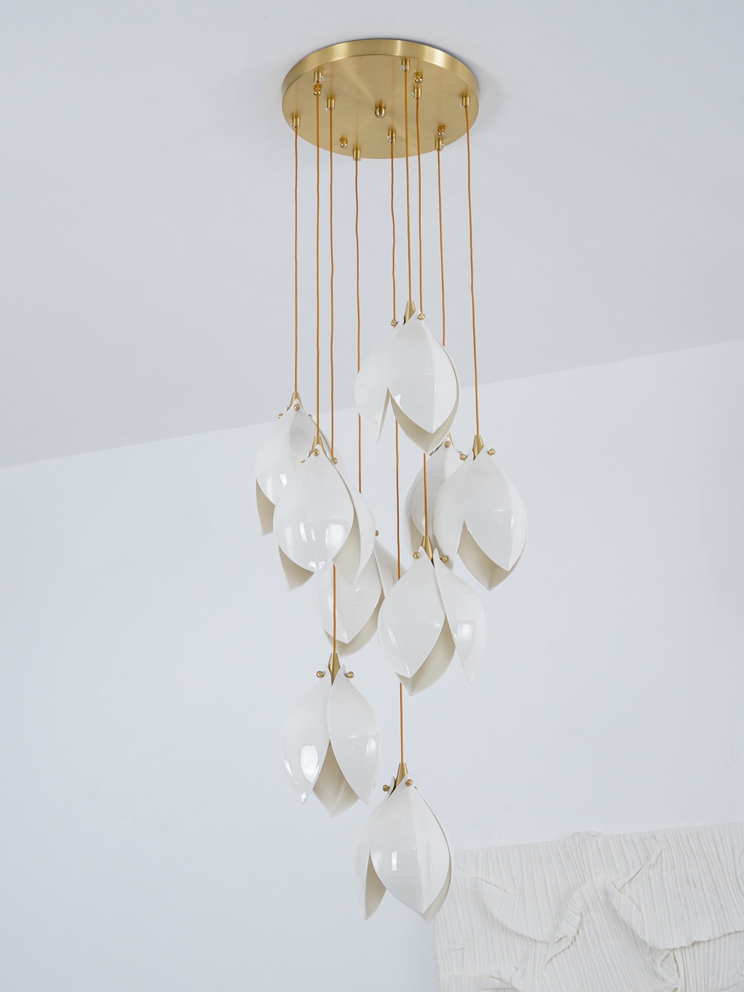 Lustra Pendant Lamp White Floral Ceramic