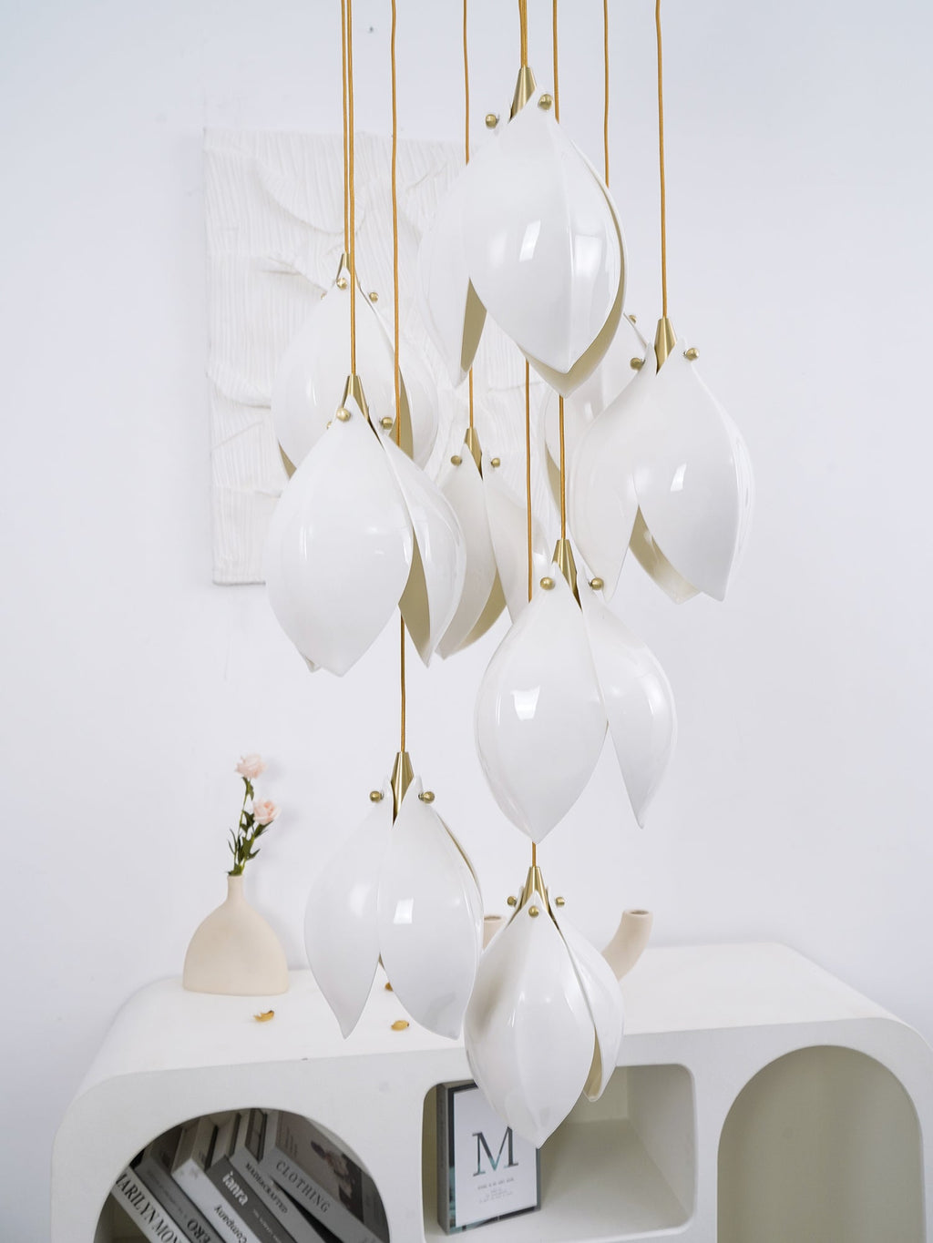Lustra Pendant Lamp White Floral Ceramic