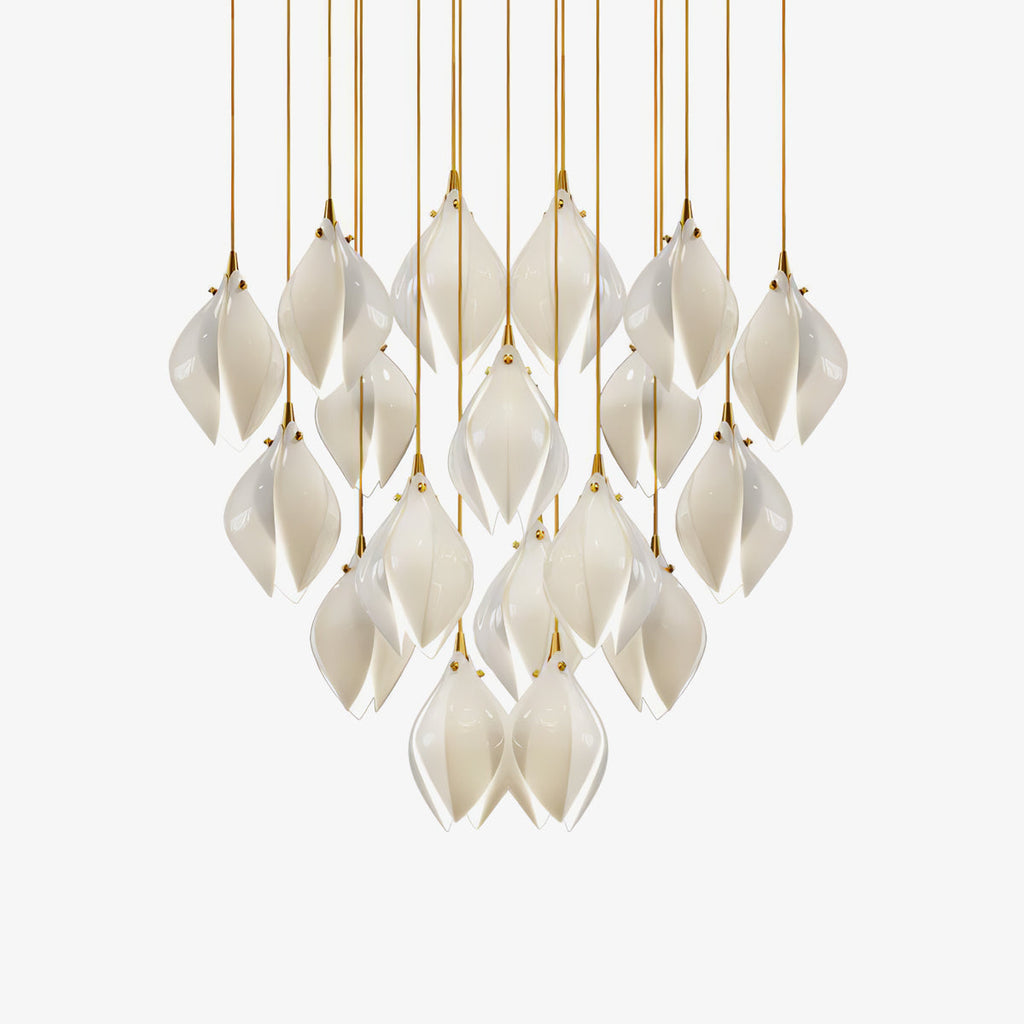 Lustra Pendant Lamp White Floral Ceramic