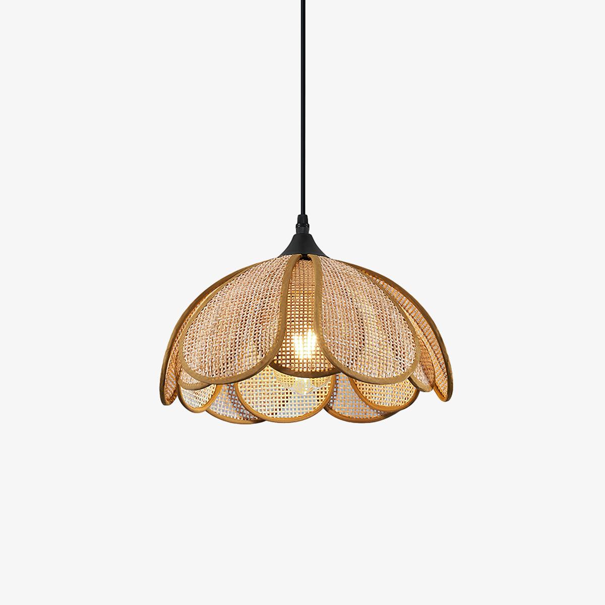 Eurvinel Elegance Bloom Rattan Fabric Pendant Lamp