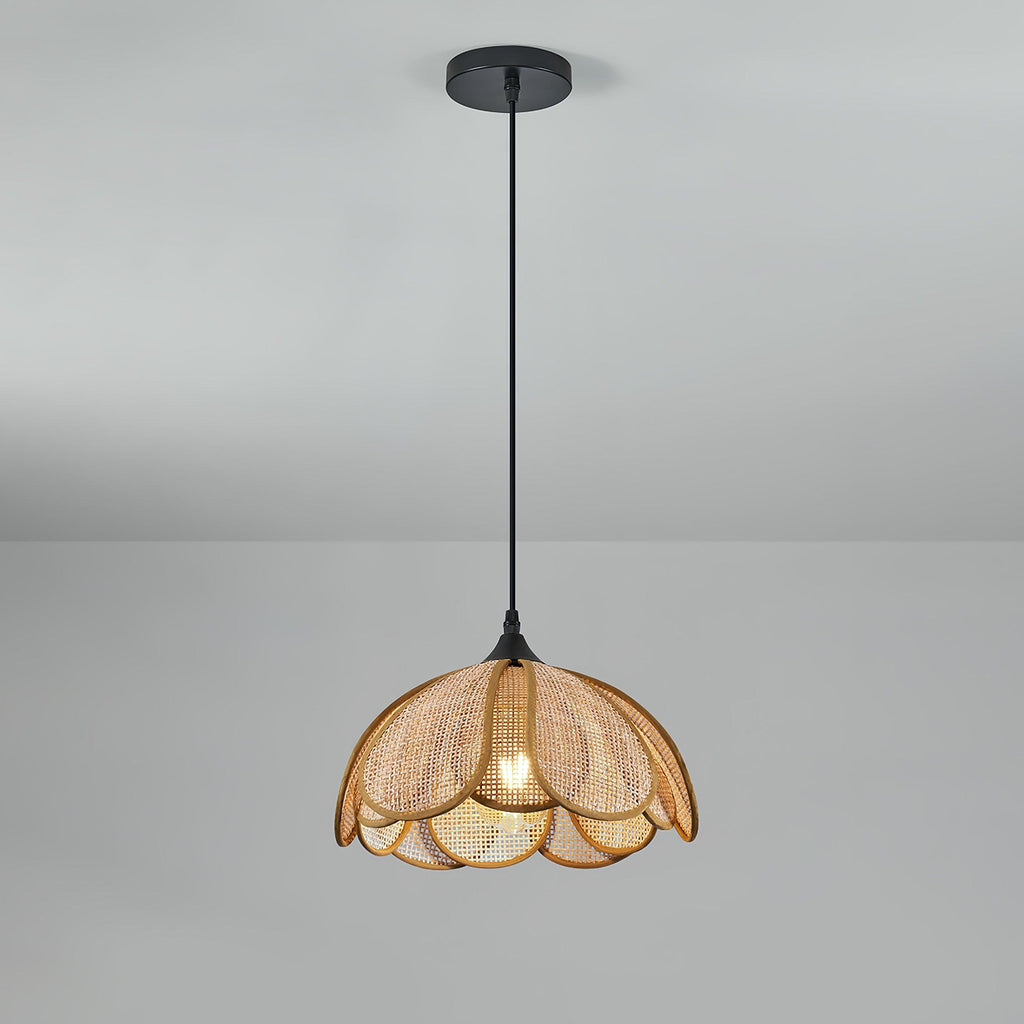 Eurvinel Elegance Bloom Rattan Fabric Pendant Lamp