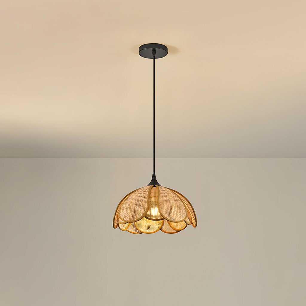 Eurvinel Elegance Bloom Rattan Fabric Pendant Lamp